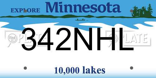 342NHL Minnesota License Plate