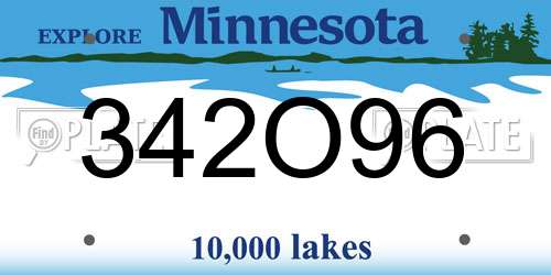 342O96 Minnesota License Plate