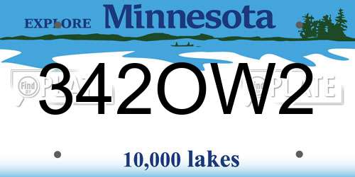 342OW2 Minnesota License Plate