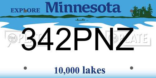 342PNZ Minnesota License Plate