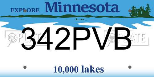 342PVB Minnesota License Plate