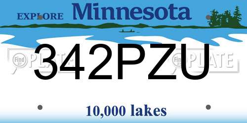 342PZU Minnesota License Plate