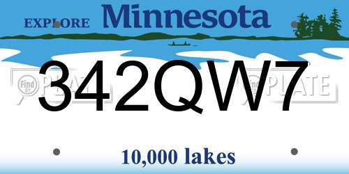 342QW7 Minnesota License Plate
