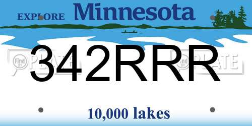 342RRR Minnesota License Plate