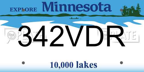 342VDR Minnesota License Plate