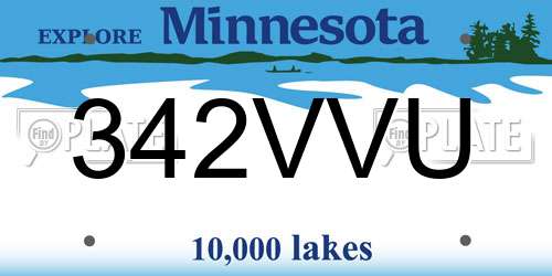 342VVU Minnesota License Plate