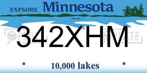 342XHM Minnesota License Plate
