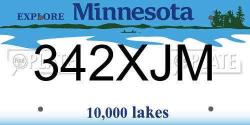 342XJM Minnesota License Plate