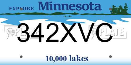 342XVC Minnesota License Plate