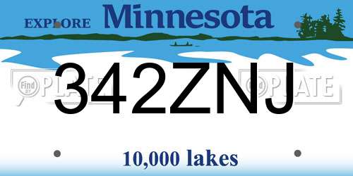 342ZNJ Minnesota License Plate