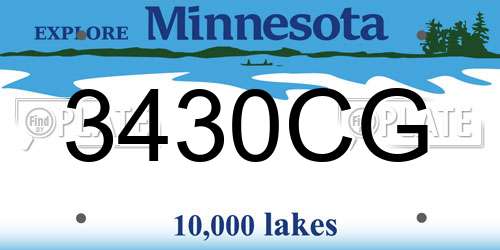 3430CG Minnesota License Plate