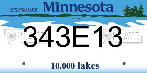 343E13 Minnesota License Plate