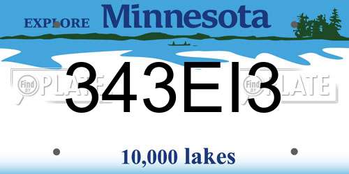 343EI3 Minnesota License Plate