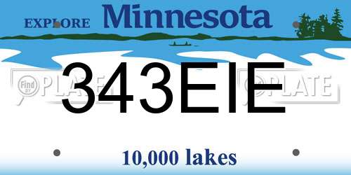 343EIE Minnesota License Plate