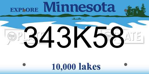 343K58 Minnesota License Plate