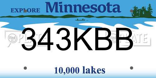343KBB Minnesota License Plate