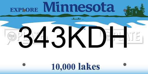 343KDH Minnesota License Plate