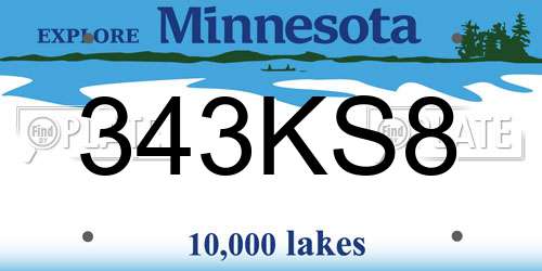 343KS8 Minnesota License Plate