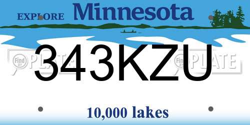 343KZU Minnesota License Plate