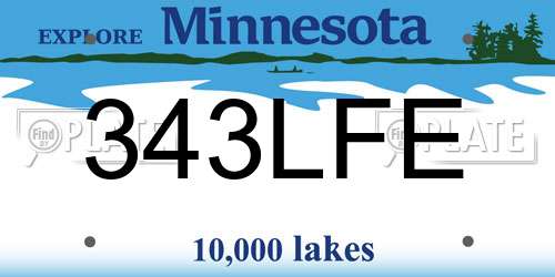 343LFE Minnesota License Plate