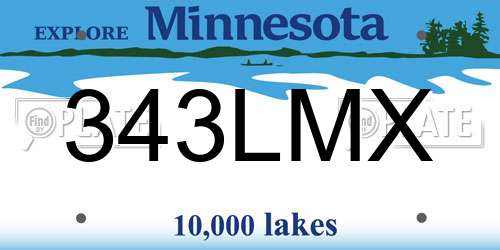 343LMX Minnesota License Plate