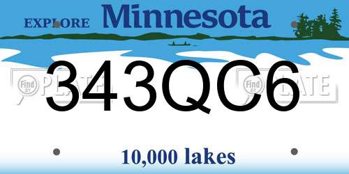 343QC6 Minnesota License Plate