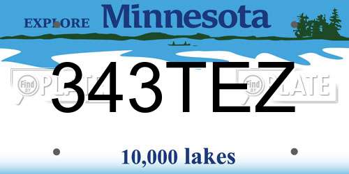 343TEZ Minnesota License Plate