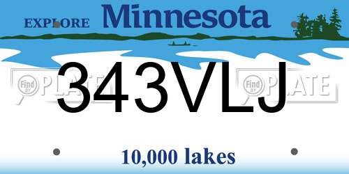 343VLJ Minnesota License Plate