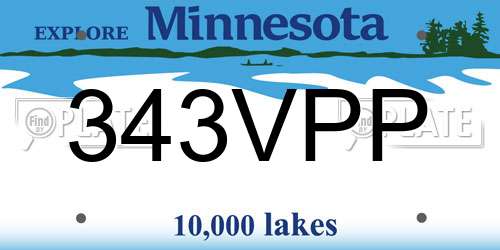 343VPP Minnesota License Plate