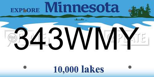 343WMY Minnesota License Plate