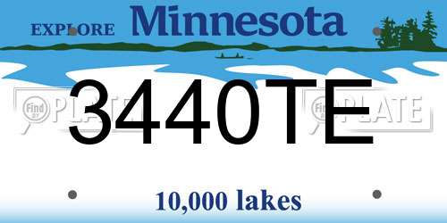 3440TE Minnesota License Plate