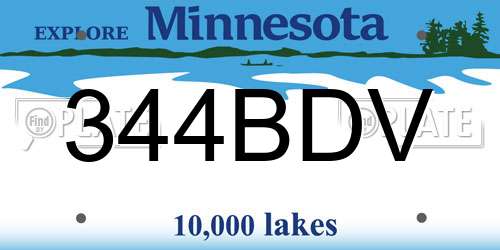 344BDV Minnesota License Plate