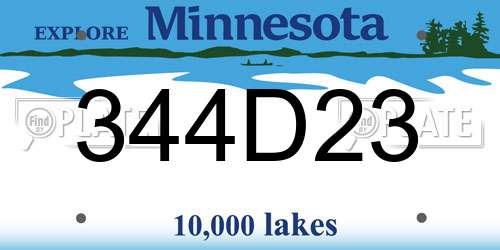 344D23 Minnesota License Plate