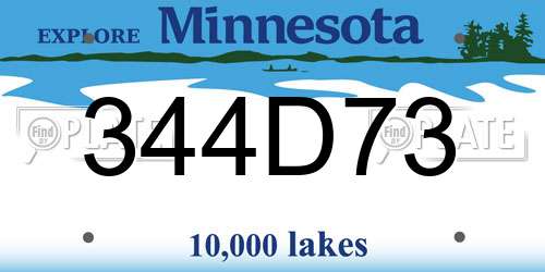344D73 Minnesota License Plate