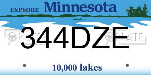 344DZE Minnesota License Plate
