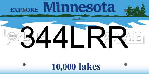 344LRR Minnesota License Plate