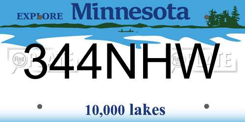 344NHW Minnesota License Plate