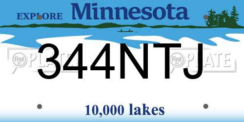 344NTJ Minnesota License Plate