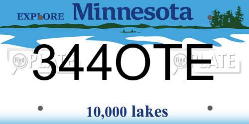344OTE Minnesota License Plate