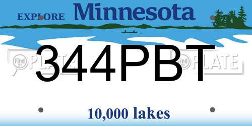 344PBT Minnesota License Plate