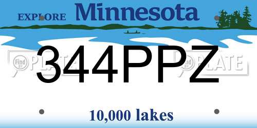 344PPZ Minnesota License Plate