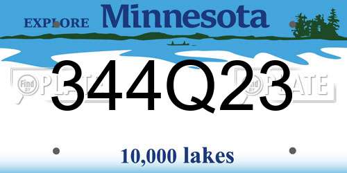 344Q23 Minnesota License Plate