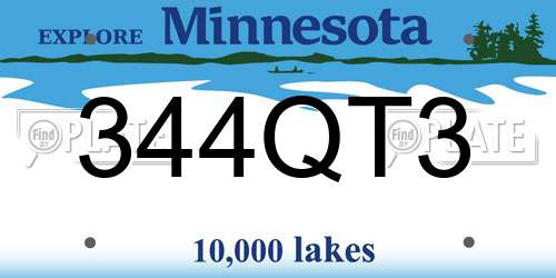 344QT3 Minnesota License Plate