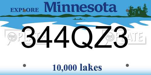 344QZ3 Minnesota License Plate