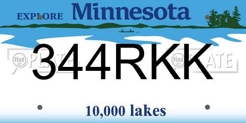 344RKK Minnesota License Plate