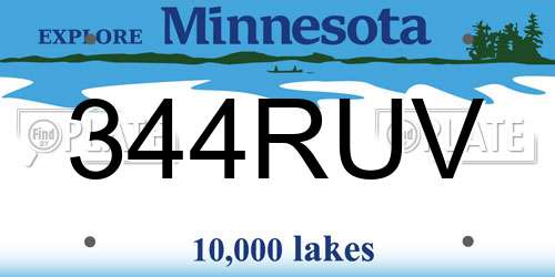 344RUV Minnesota License Plate
