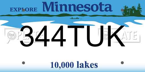 344TUK Minnesota License Plate