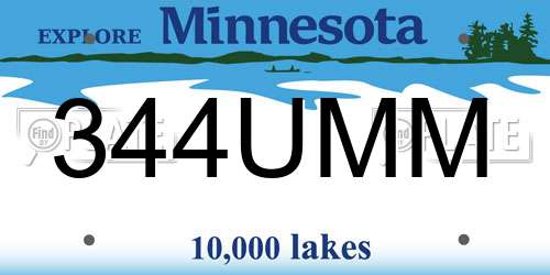 344UMM Minnesota License Plate
