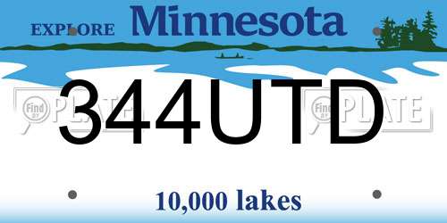 344UTD Minnesota License Plate