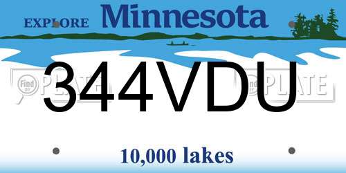 344VDU Minnesota License Plate